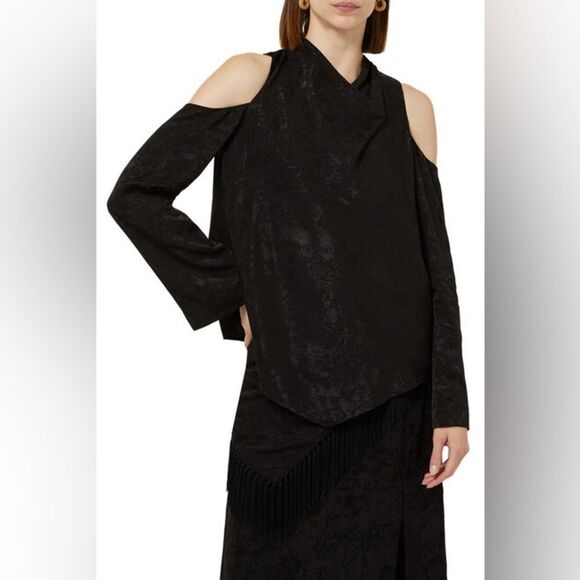 NWT Jonathan Simkhai Kinsley Blouse Black Top Size XS - Picture 4 of 12